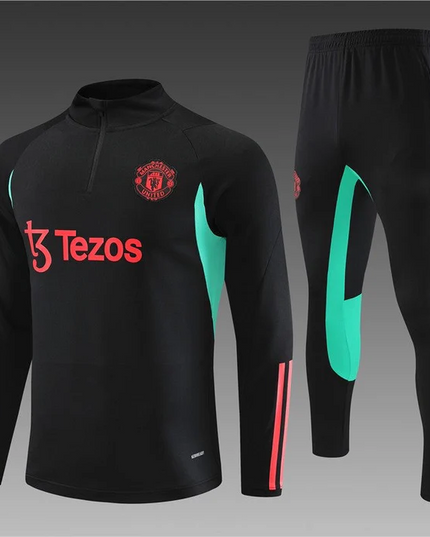 MANCHESTER UNITED NOIR-ROUGE Training Suit Kit 2023 2024