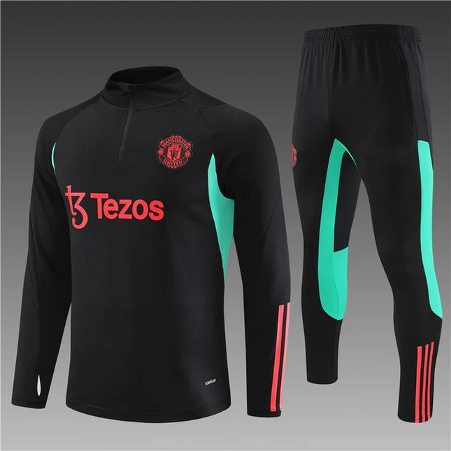 MANCHESTER UNITED NOIR-ROUGE Training Suit Kit 2023 2024