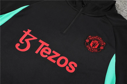 MANCHESTER UNITED NOIR-ROUGE Training Suit Kit 2023 2024