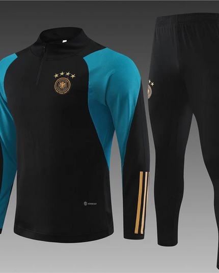 GERMANY BLACK-BLUE Training Suit Kit 2023 2024