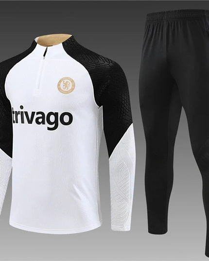 CHELSEA WHITE-BLACK Training Suit Kit 2023 2024