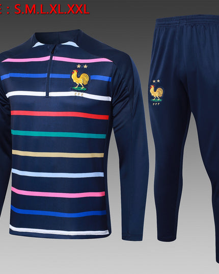 2024-25 French royal blue striped training suit S-2XL