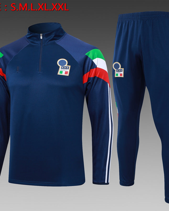 2024-25 Italy Royal Blue (sleeves red, white and green) Training Suit S-2XL