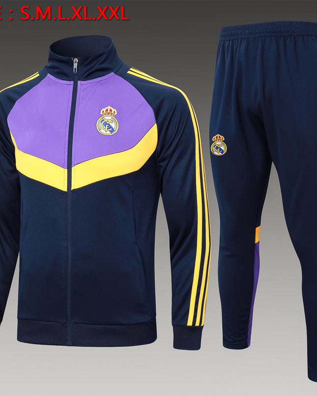 2024-25 Real Madrid Bule-Purple Training Suit Kit Long zipper S-2XL