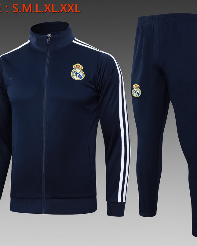 2024-25 Real Madrid Royal blue Training Suit Kit Long zipper S-2XL