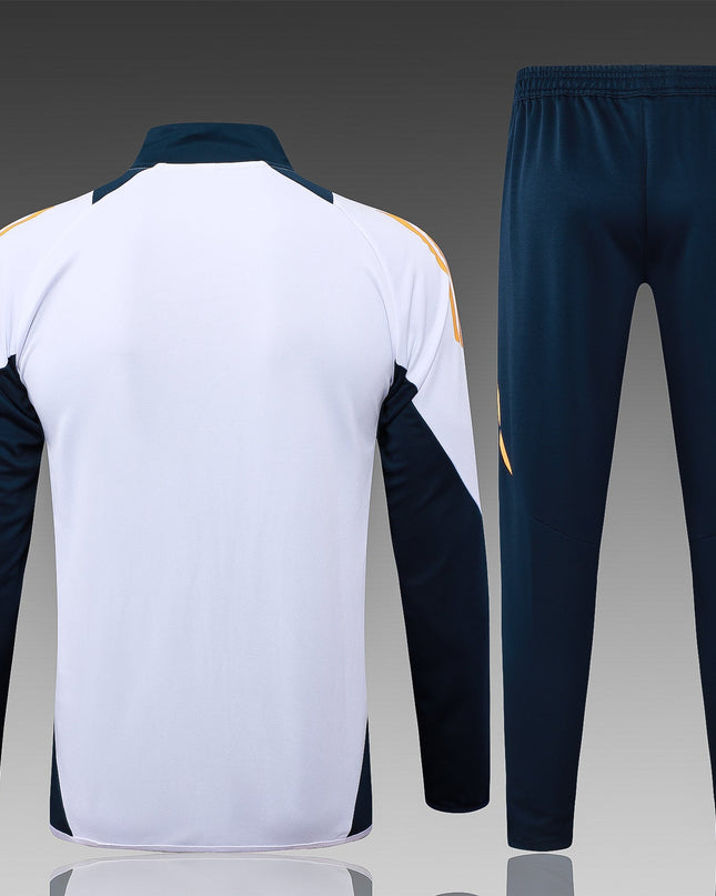 2024-25 Real Madrid White Training Suit Kit Long zipper S-2XL