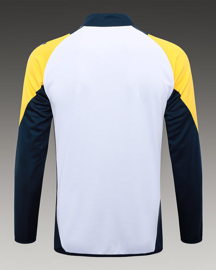 2024-25 Real Madrid White-Yellow Training Suit Kit Long zipper S-2XL