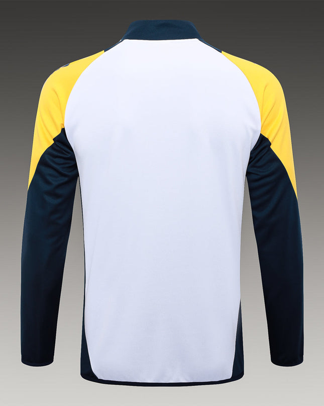 2024-25 Real Madrid White-Yellow Training Suit Kit Long zipper S-2XL