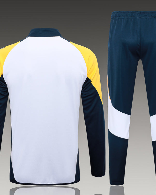 2024-25 Real Madrid White-Yellow Training Suit Kit Long zipper S-2XL