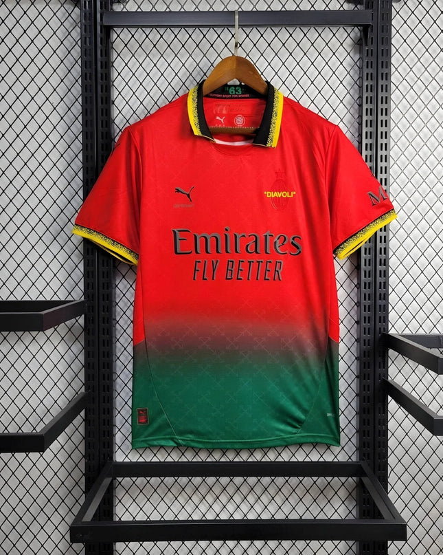 Camiseta especial roja 24/25 del AC Milan × OFF-White